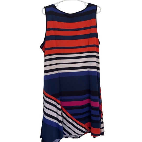 MSK - Women’s 2X Plus Striped Sleeveless Swing Dress Multicolor - Picture 3 of 6